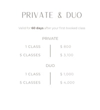private & duos menu