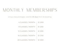 monthly memberships