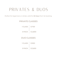 private & duos menu